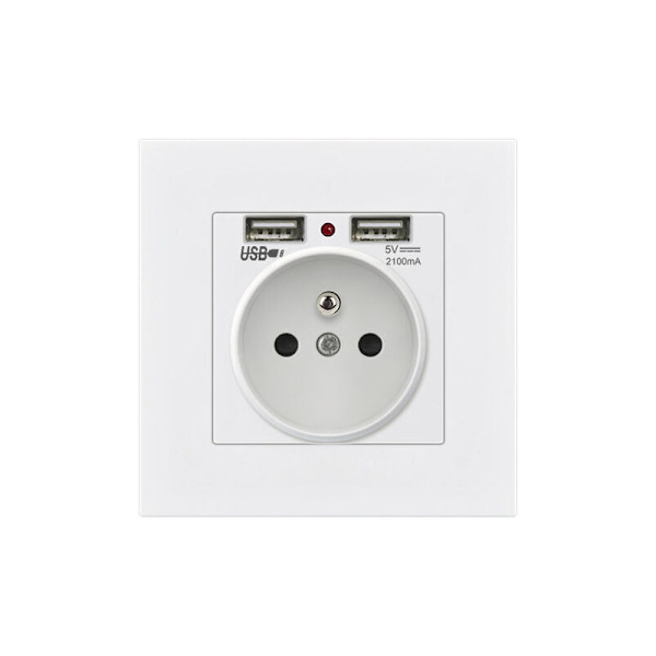 2 kpl seinäpistorasiaa, seinä sähköpistorasia kaksois-USB 5V/2100mA, upotettu pistorasia 2 USB-portilla Käytännöllinen ja kätevä