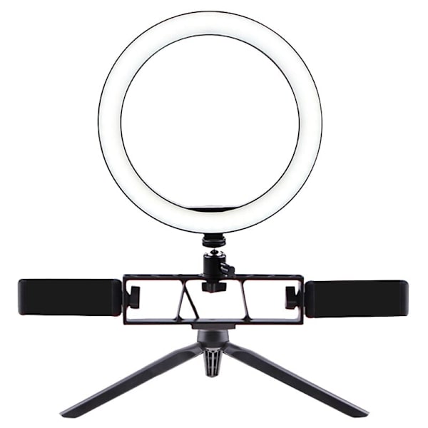 Himmennettävä LED-rengasvalo jalustalla, USB-työpöydän puhelinteline, selfie-rengasvalolamppu YouTube-meikkiin