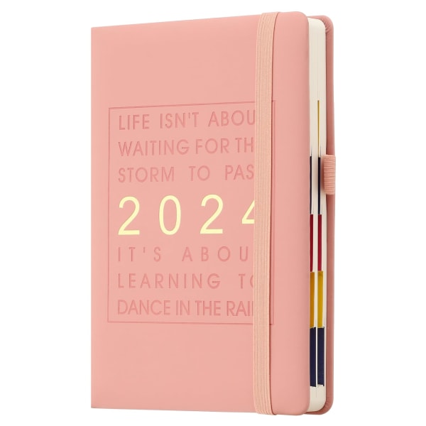 2024 A5 dagbok vecko- och månadsplanerare 316 sidor (Rosa) pink