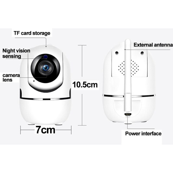 Inomhus Säkerhetskamera WiFi Kamera för Hem Säkerhet, 360° Vy IP Kamera, Nattseende, Smart Spårning
