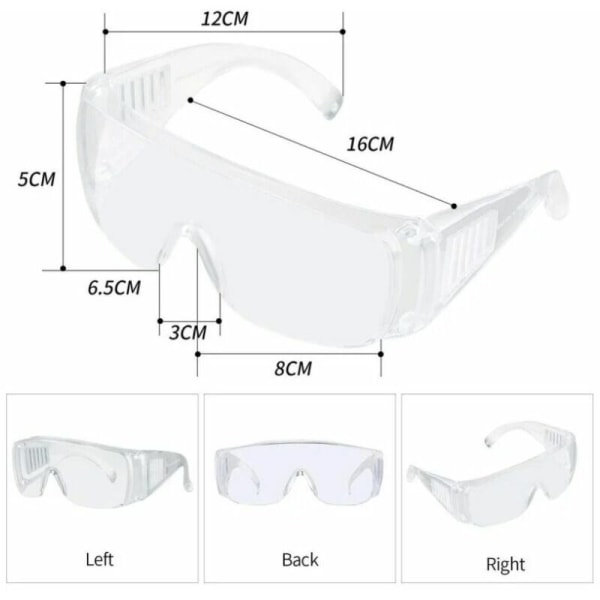 Sikkerhetsbriller for brillebrukere, vind- og UV-beskyttelse, fullvisjonsbriller, EN166 vernebriller, slipebeskyttelsesbriller for kjøring