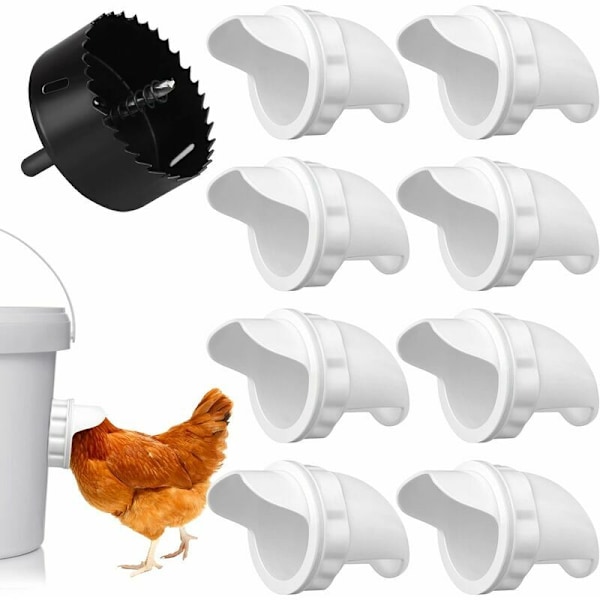 8 Ports Fjerkræ Foderautomatisk Kyllingefoder Fjerkræ Pro Foder DIY Universal Kyllingefoder Kit Anti-Spild Anti-Skadedyr Fjerkræfoder til Spande