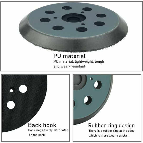 125mm Slipdyna 8-håls Slippapper Makita 5 tum Slipdyna för Makita BO 5010, 5030, 5031, 5041, DeWalt DW420, DW421, Porter Cable 390, 382, ​​