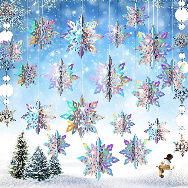 Christmas hengende snøfnugg ornament, stykker snøfnugg krans nyttårsfest hjemmedekorasjoner