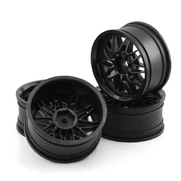 4 stk. 1,9 tommer plast 52mm hjulnavfælg til 1/10 On-Road Drift RC bil RedCat, sort