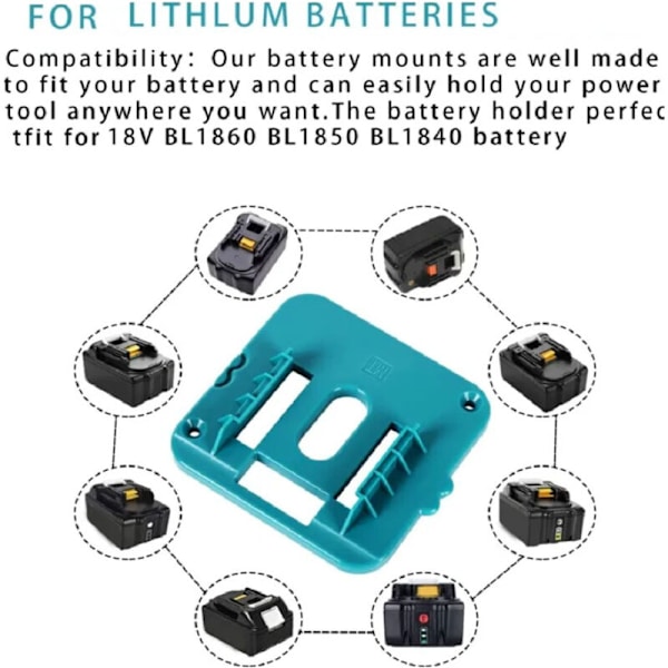 10 stk Batteriholder Samling til 18V Station Passer BL1860 BL1850BL1840BL