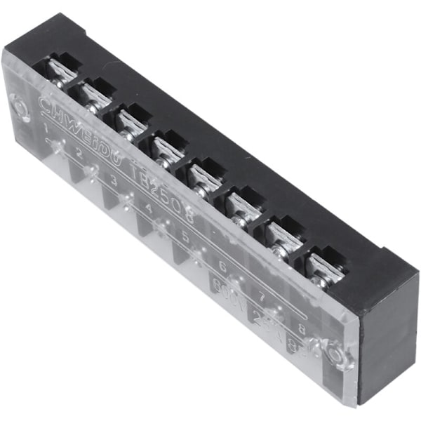 3 stk 600V 25A 8-polet dobbelt rad barriere klemmeskinne med skruer svart