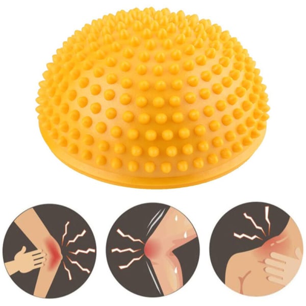 Fotmassasje Halvball Balanse Treningsputer Spiky for Deep Tissue Fotmuskelterapi, gul