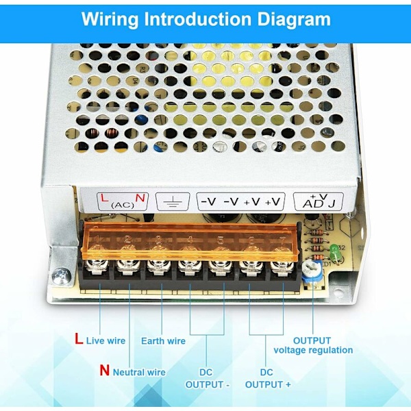 Spændingstransformator strømforsyning, AC 110V / 220V til DC 12V 10A, 120W