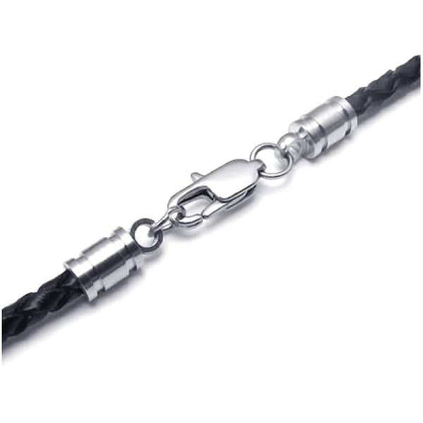 Halsband - 3mm sladd - Läder - Rostfritt stål - för - Färg Svart Silver - Med väska - 70cm