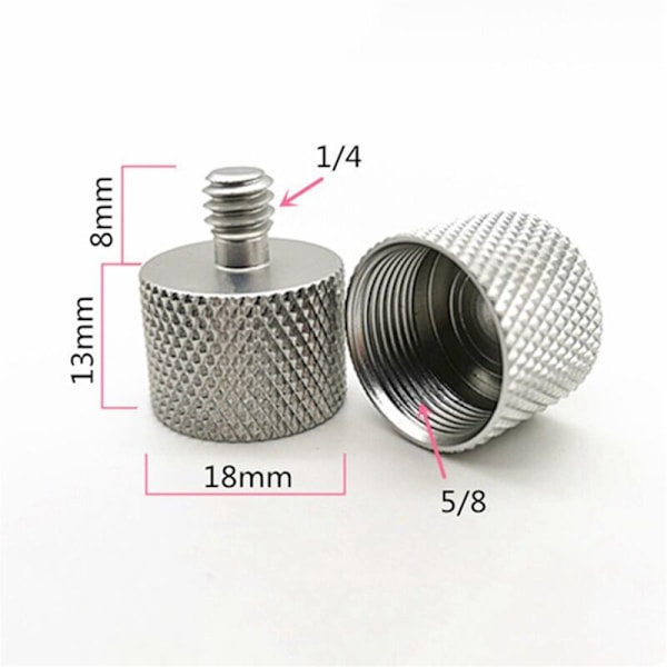 12 st 5/8 tum till 1/4 tum Hantrådad Mikrofonadapter för Stativklämma (Silver)