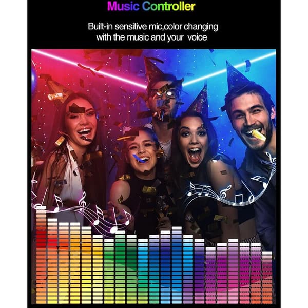 LED-stripe lys USB 5V musikklydkontroll Led Symphony Bluetooth Marquee lys APP med fjernkontroll-10M 140 lys