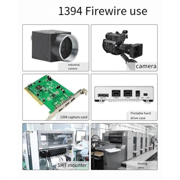 1,8M Sort Firewire Kabel IEEE 1394 400 til 6-polet Han