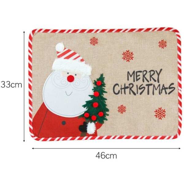 Set med 6 Merry Christmas-bordstabletter, med jultomtetryckta halkfria tvättbara bordstabletter, 13 x 18 tum