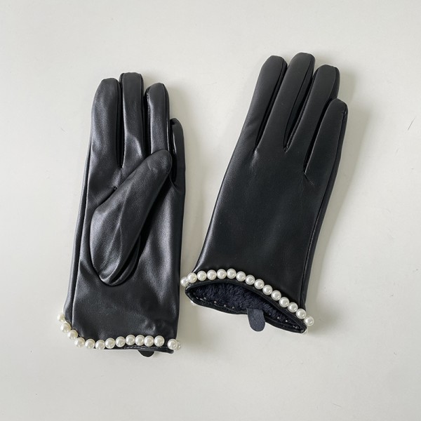 Handskar Svarta och vita handskar Korta bröllopshandskar för kvinnor Stretch Handskar för flickor Pärlor Brudhandskar Bröllopstillbehör