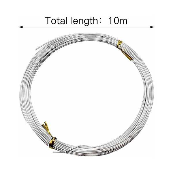 2 ruller 1mm aluminiums tråd blød metaltråd jerntråd egnet til håndværksproduktion af armbånd, halskæder, perler osv. (sølvhvid)