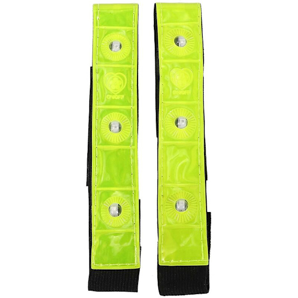 2 st Reflekterande Band Arm Ben Rems Bälte 4 LED Ljus Cykling Löpning Jogging