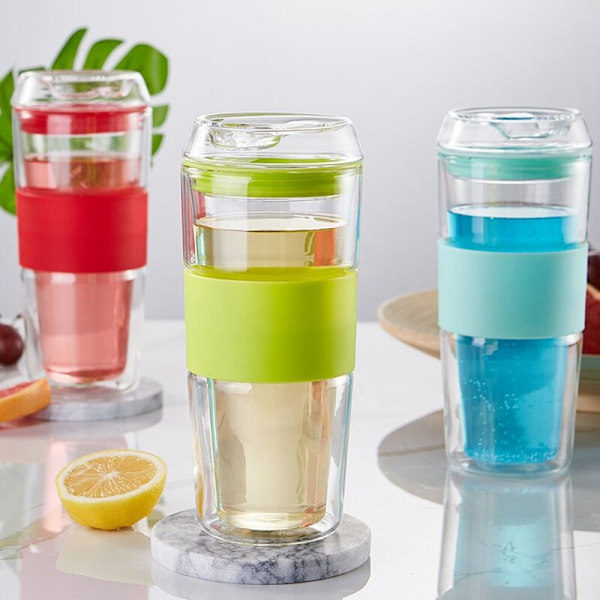 Glasflaska 400 ml Mini Hög Temperatur Resistent Borosilikatglas Flaska för Barn Glasflaska Röd