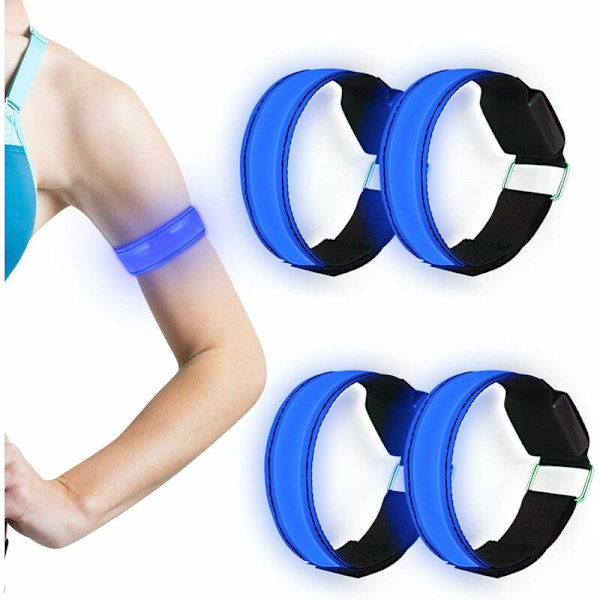 Set med 4 LED-armband, reflekterande LED-ljusarmband, ljusband, för barn på natten, säkerhetsljus för löpning, jogging, hundpromenader och andra utomhusaktiviteter