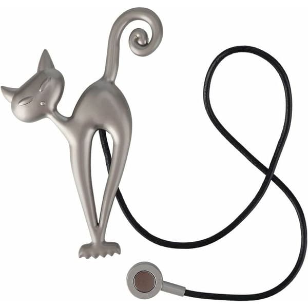 Gardinklips i metall med magnetisk kattform