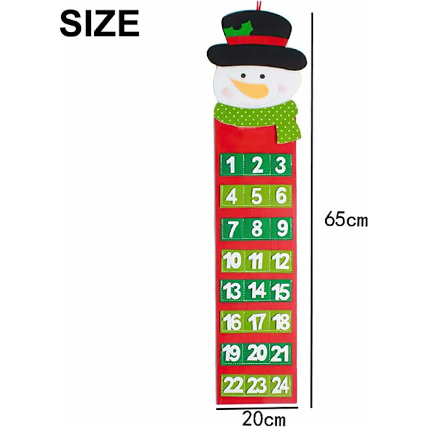 20x65cm Julekalender Nedtælling Julemand Snemænd Advent Kalender Stof Nytår Dør Væg Dekorationer Julegaver Nedtælling Kalender fo