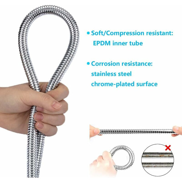 2M Anti-Twist Rostfri Duschsslang, Duschsslang Standardanslutning G 1/2 Universal för Badrum Anpassningsbar till Alla Handduschar