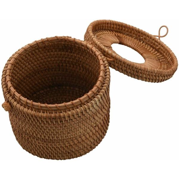 2X Pyöreä Rattan-Kudoksen Laatikko Viiniköynnös Leivänpidin Vessapaperin Kansiannostelija Kylpyhuoneeseen, Hotelliin Ja Toimistoon