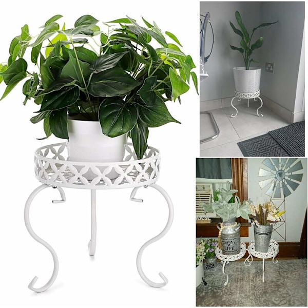 1 stativ för blomkruka i metall för inomhus- eller utomhusbruk, vit (växt ingår ej)