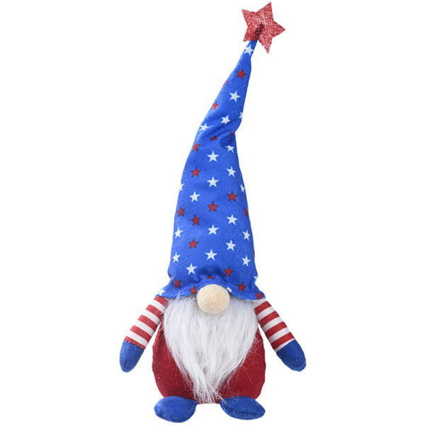 Stjerner og striber Top Hat Fuld Skæg Dukke til Amerika Uafhængighedsdag Dekoration Gnome Dukker Børn Legetøj, C
