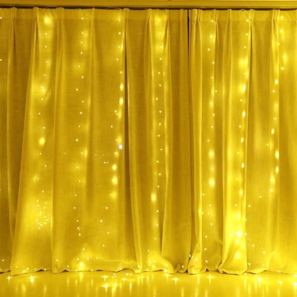 3 × 3M 300 LED Musikaliska Sagoljusgardiner 4 Musiklägen 8 Belysningslägen USB-fjärrkontroll Musiklampor Fönsterdekoration, för Jul, Bröllop