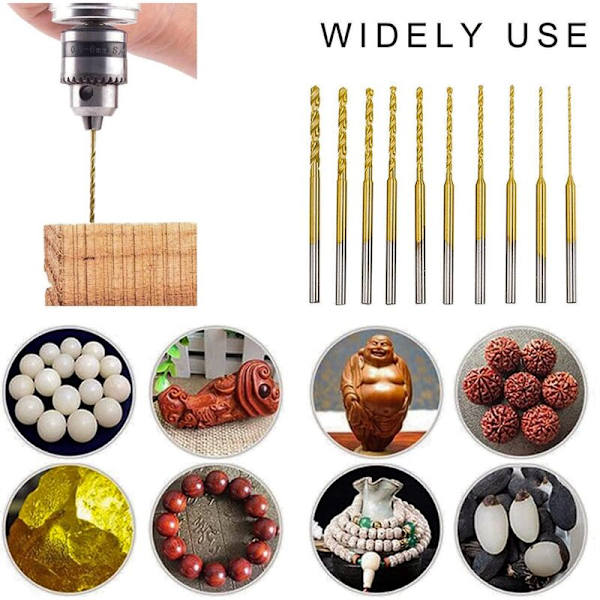Mikro-Twist Drill Bit Set - 10 stk 0,6 mm-2,2 mm Tiny Drill Bit 2,35 HSS Mini Gravering Drill Bits Hull Boring Tool