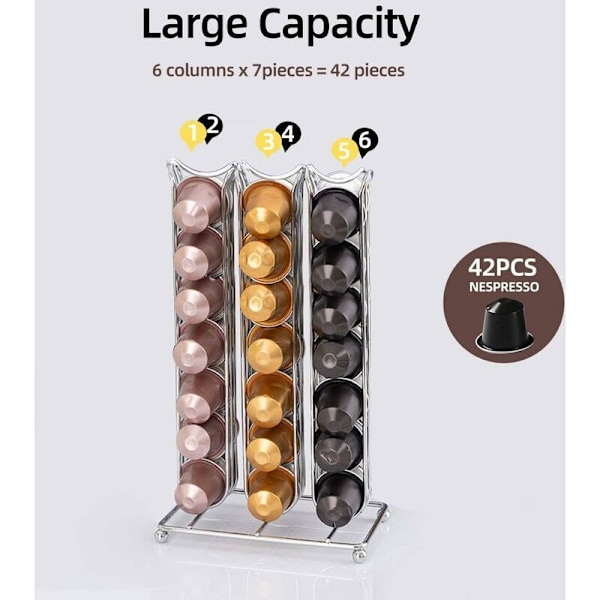Kaffe Kapselholder for 42 Nespresso Kaffe Kapsler, Nespresso Kapsel Kaffeholder, Kaffe Pod Holder Stativ, Kaffe Stativ Oppbevaringsholder
