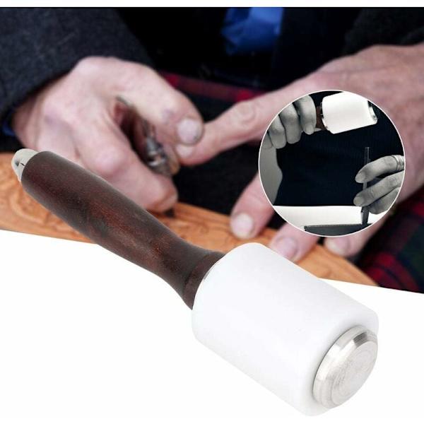 Profesjonell skinnhullhammer med skinnhåndverk dobbelthodet skinnøye med treskaft for DIY skinnhåndverk-