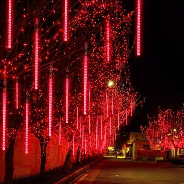 10 Rør 30CM LED Meteorregn Lys Solcellelys, Vanntette Utendørs Dusj Regnlys for Jul Bryllup Fest Kveld Hjem Tre F