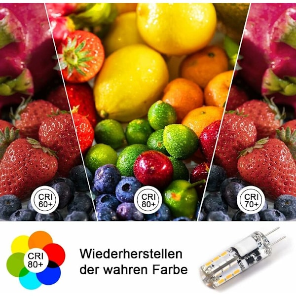 G4 Pære, G4 LED Pære 2W 200LM, 20W Halogen Pære Ekvivalent, Varmt Hvit 3000K, AC/DC 12V, Flimmerfri, Energibesparende Pære for Kjøkkenhette, Ikke-Dimbar