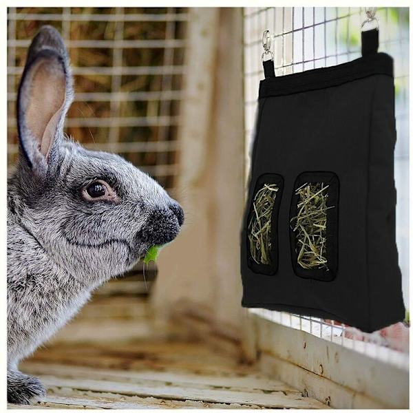 2 stk marsvin høypose kanin fôringspose smådyr høymaterpose hengende fôringspose for kanin hamstere chinchilla (svart)-