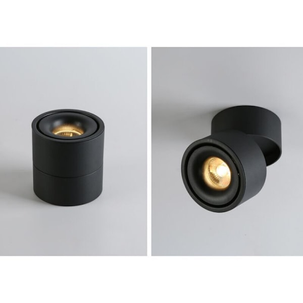 5W sisätilojen LED-kattovalaisin, säädettävä heijastin, kattovalaisin, pyörivä kattovalaisin ja lattiavalaisin, 10x10cm (neutraali valo) (musta) [A-luokan en