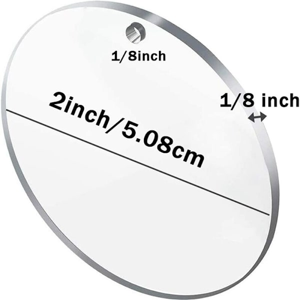 Tomme akryl nøkkelringer, 30 stk diameter 5,08 cm runde akryl transparente skiver, 30 metallnøkkelringer