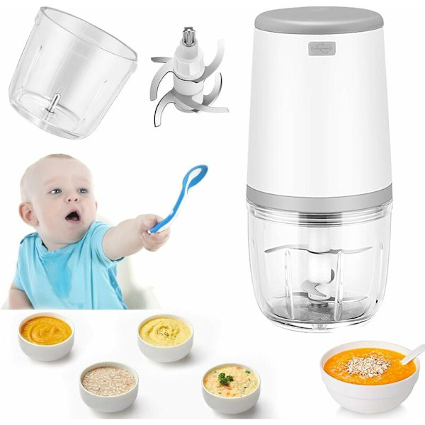 Mini vauvan tehosekoittimet, miniruokaprosessori, 300 ml:n vauvan tehosekoitin, minielektrinen silppuri, miniruokaprosessori USB-latauksella, sähkötehosekoitin lapsille