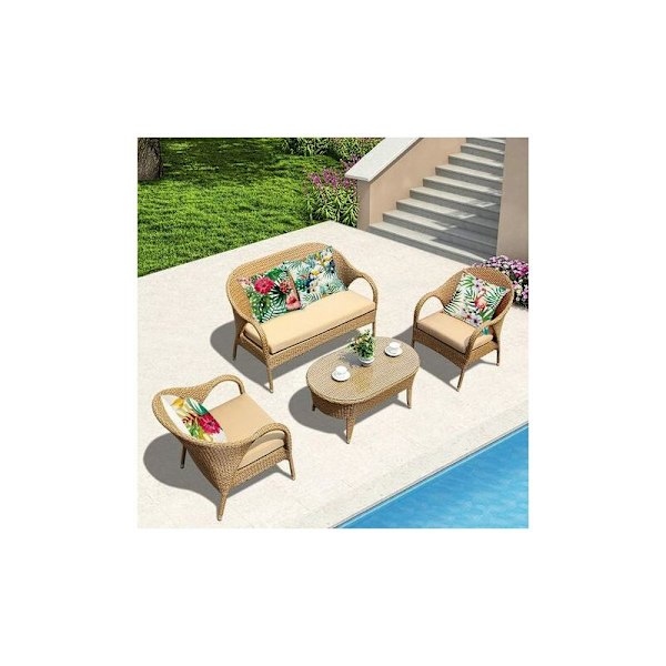 -Utomhuskuddfodral Tropisk Blomma Växt Flamingo Linne Kuddfodral Kuddfodral 4545cm