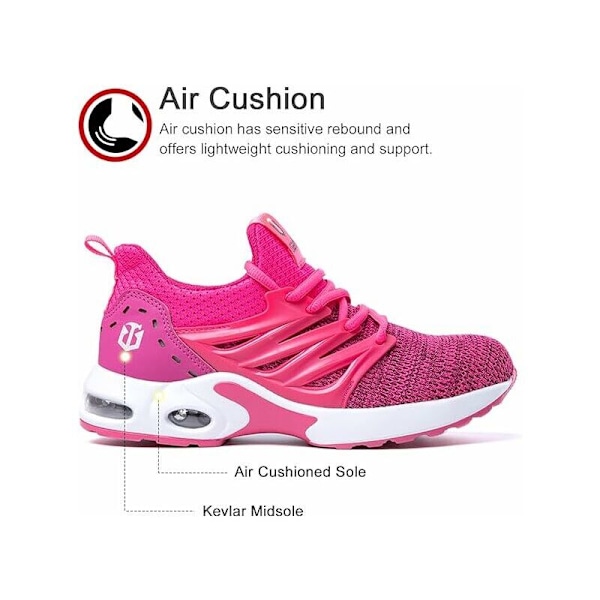 Säkerhetsskor Herr Dam Säkerhetssneakers Arbetsskor Konstruktionssko Ståltåhätta Säkerhetssko Rosa Färg Rosa-42