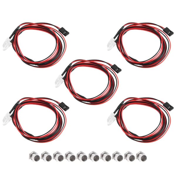 5 stk. 2 LED 5mm RC forlygter tilbehør LED-lys til 1/10 Drift Modelbil, Rød
