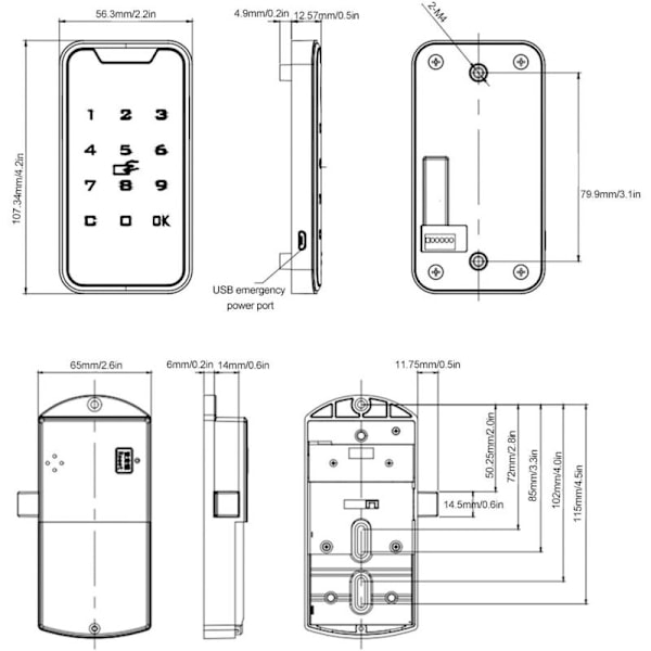 Kode Lås, Smart Digital RFID Adgangskode Lås Touch Keypad Zink Legering Nøgleløs Lås til Skab Elektronisk Sikkerhedslås, Skuffe, Skab, F