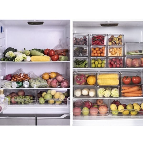 4 stk. serie køleskabs fødevareopbevaringsbeholder med låg forseglet køkken grøntsager, frugter og kød frisk holdbar boks opbevaringsboks