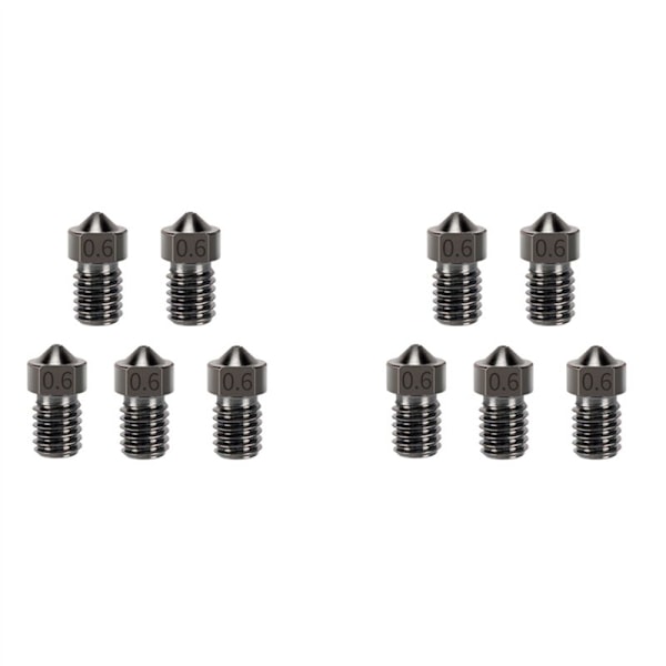 Hærdede Stål Dyser V6 Dyser til 1.75mm Hotend Aero Ekstruder Prusa I3 Mk3 3D Printer 0.6mm 10 stk