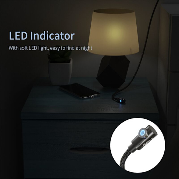 Magnetisk ladekabel USB-kabel for Note 10 plus Bærbar magnetladekabel USB-kabel 1M