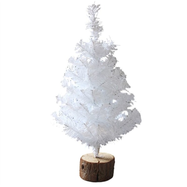 Mini juletre for bord, hvite juletre juletre med trebase for kontor, hjem, juledekorasjon 40 cm
