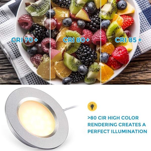 LED Indbygget Spot Ekstra Flad 3W 12V LED Indbygget Lampe Rund Loftlampe Dæmpbar 240 Lumen Varmt Hvid IP44 til Badeværelse Stue Hytte, Båd