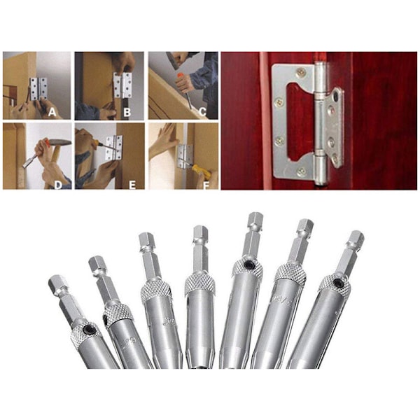 Selvcentererende Bor Bits med Hex Nøgle 8 Pak, Hængselværktøj Huljusteringsbor Bit 5/64'' 7/64'' 9/64'' 11/64'' 13/64'' 5mm 1/4'' Stål Metal til Træ