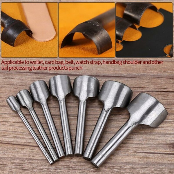 7 st/set Läderverktyg Stansknivar Bågeformade Stansknivar Läderhantverk Skärverktyg Stanskniv Bältesändsklippare Syverktyg (10-40mm)